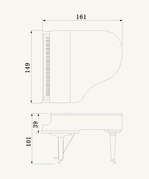 Yamaha C1X flyygeli, musta kiiltävä